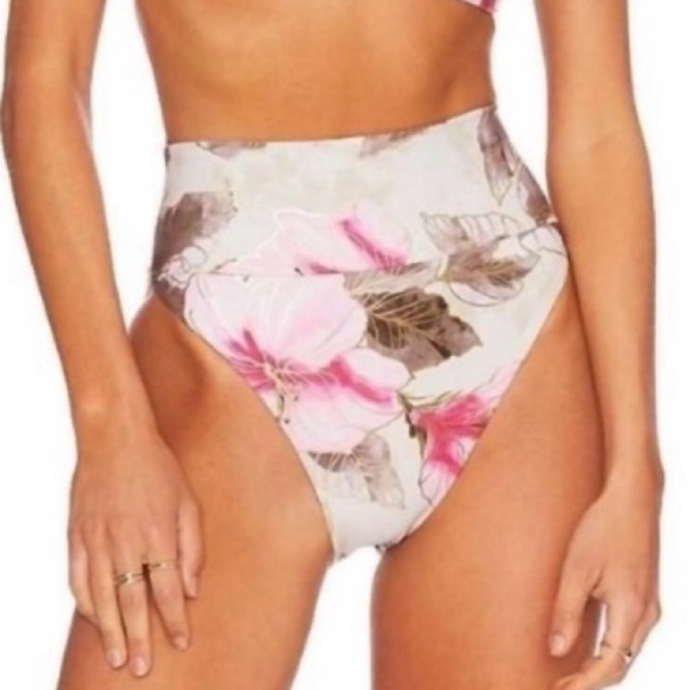 New! Beach Riot bikini golden hibiscus highway bottoms 1461
